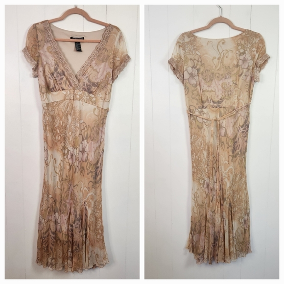 Y2K Vintage Blush Pink Floral 100% Silk Babydoll Dress Size 10 Medium Fairycore - Picture 14 of 14